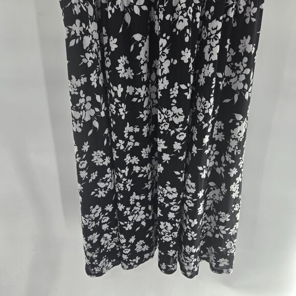 Siren Lily Black White Flowers Ruched Lined Side Slit Maxi Dress 3x - Picture 12 of 14